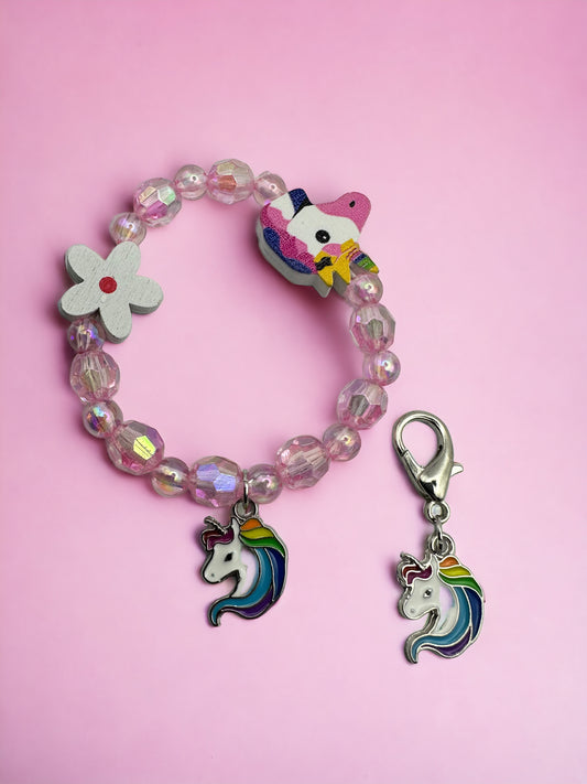 Glitter Flower Unicorn Horse Kids Bracelet