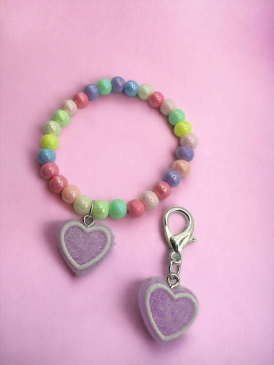 Colorful Purple Heart Kids Bracelet