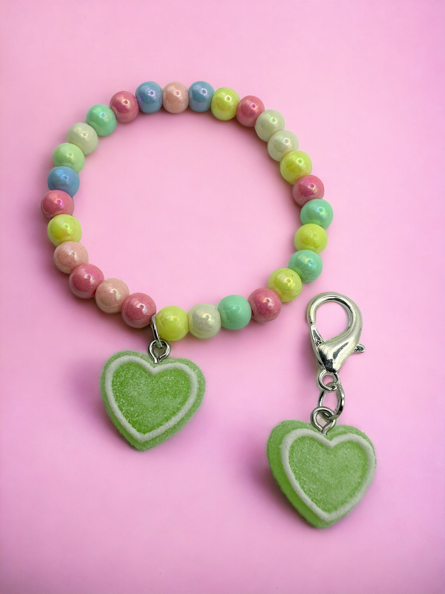 Colorful Green Heart Kids Bracelet