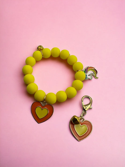 Yellow Unicorn Tinkler Heart Kids Bracelet