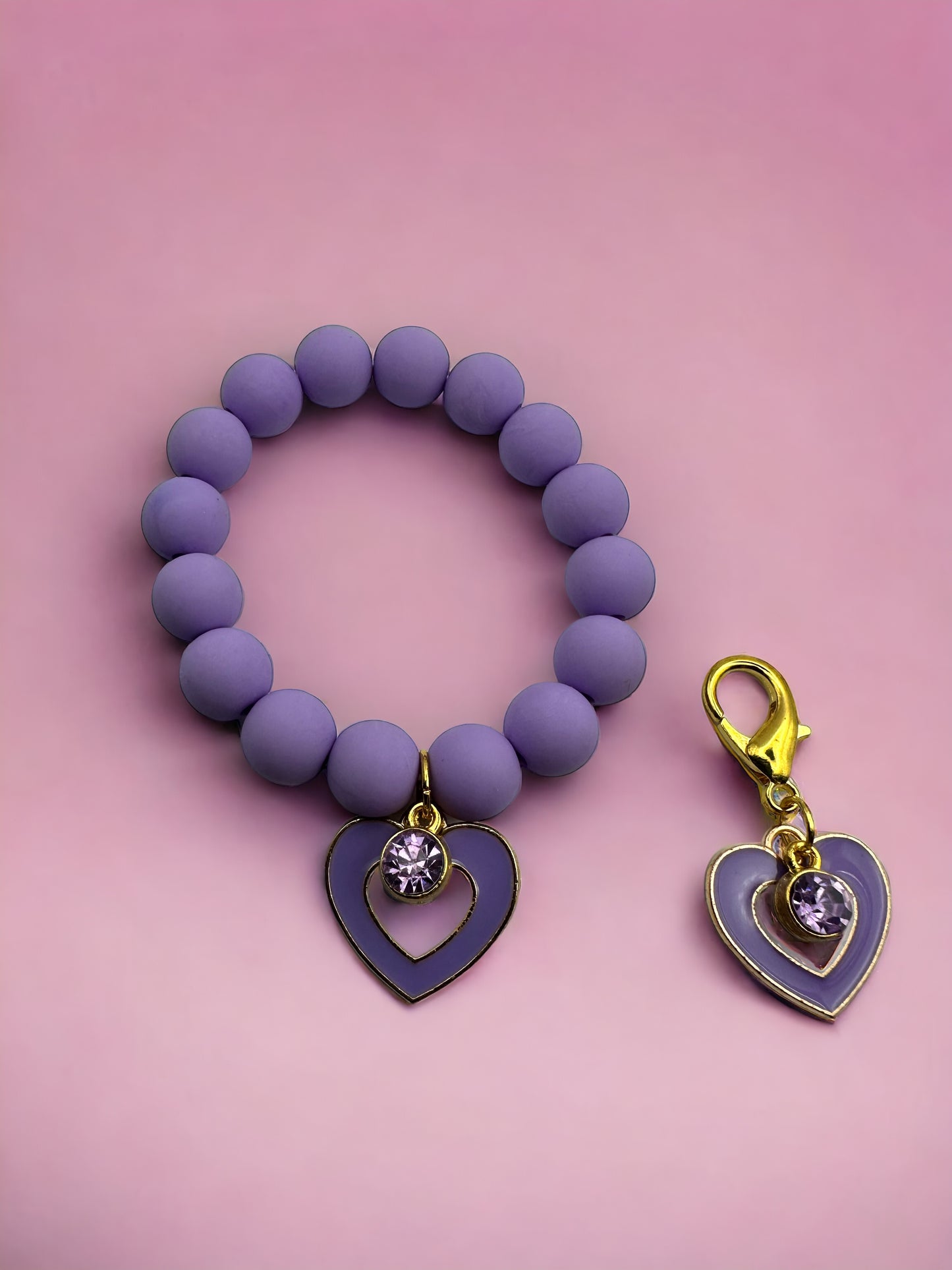 Purple Diamond Heart Kids Bracelet