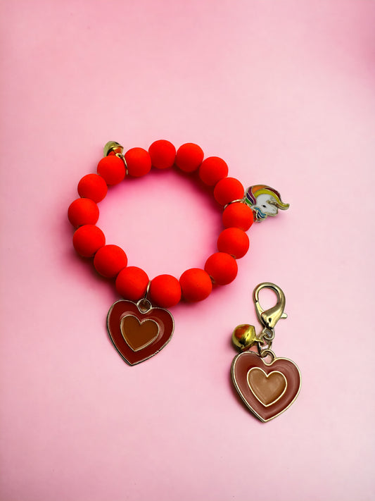 Red Unicorn Tinkler Heart Kids Bracelet