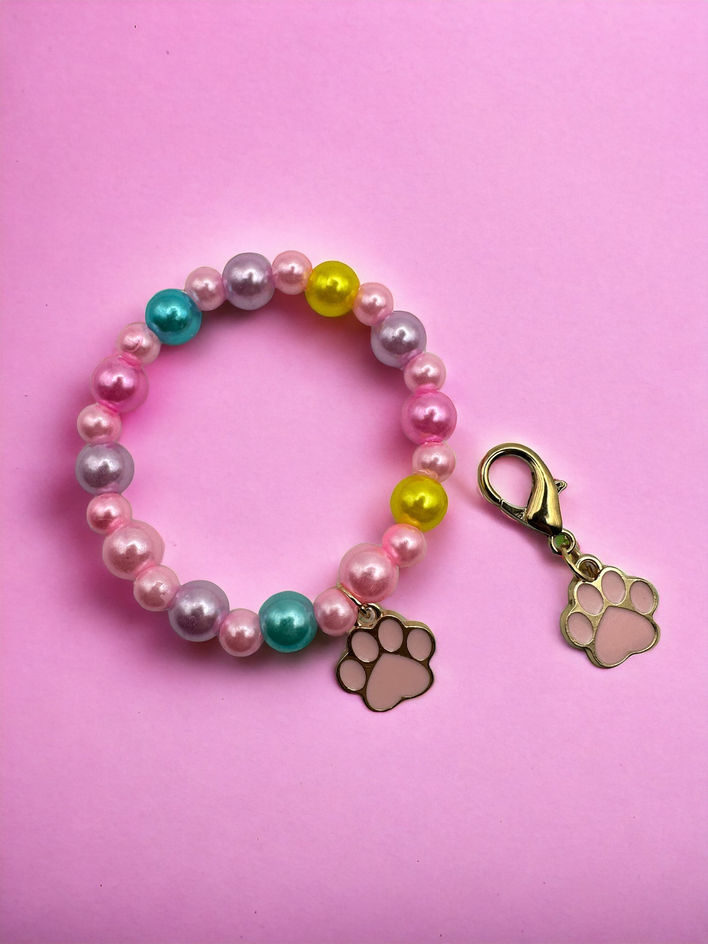 Colorful Golden Pink Paw Kids Bracelet