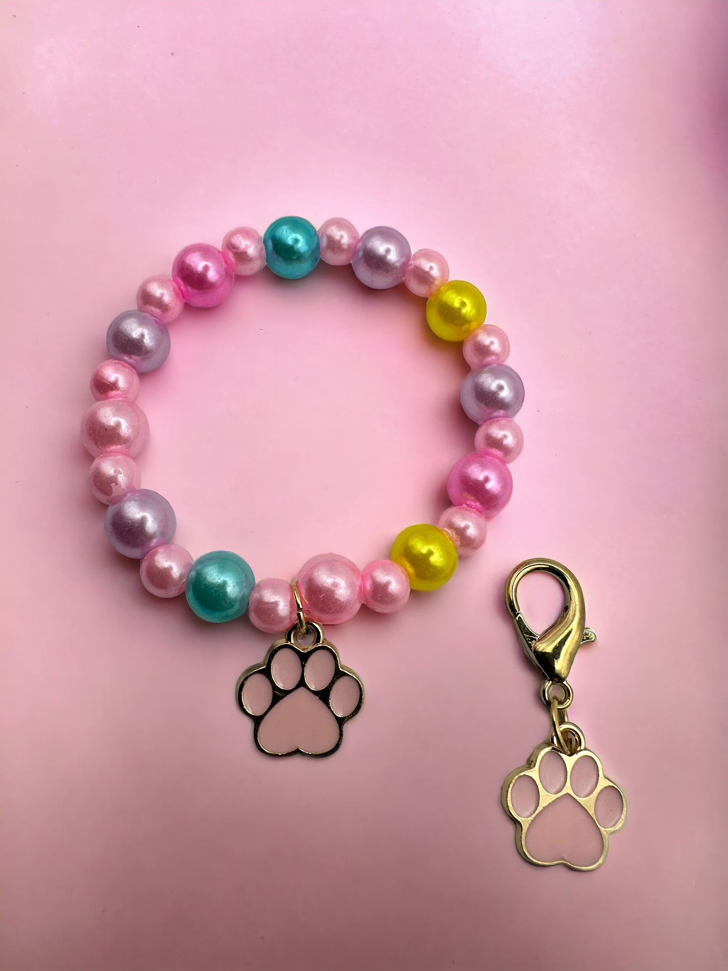 Colorful Golden Pink Paw Kids Bracelet