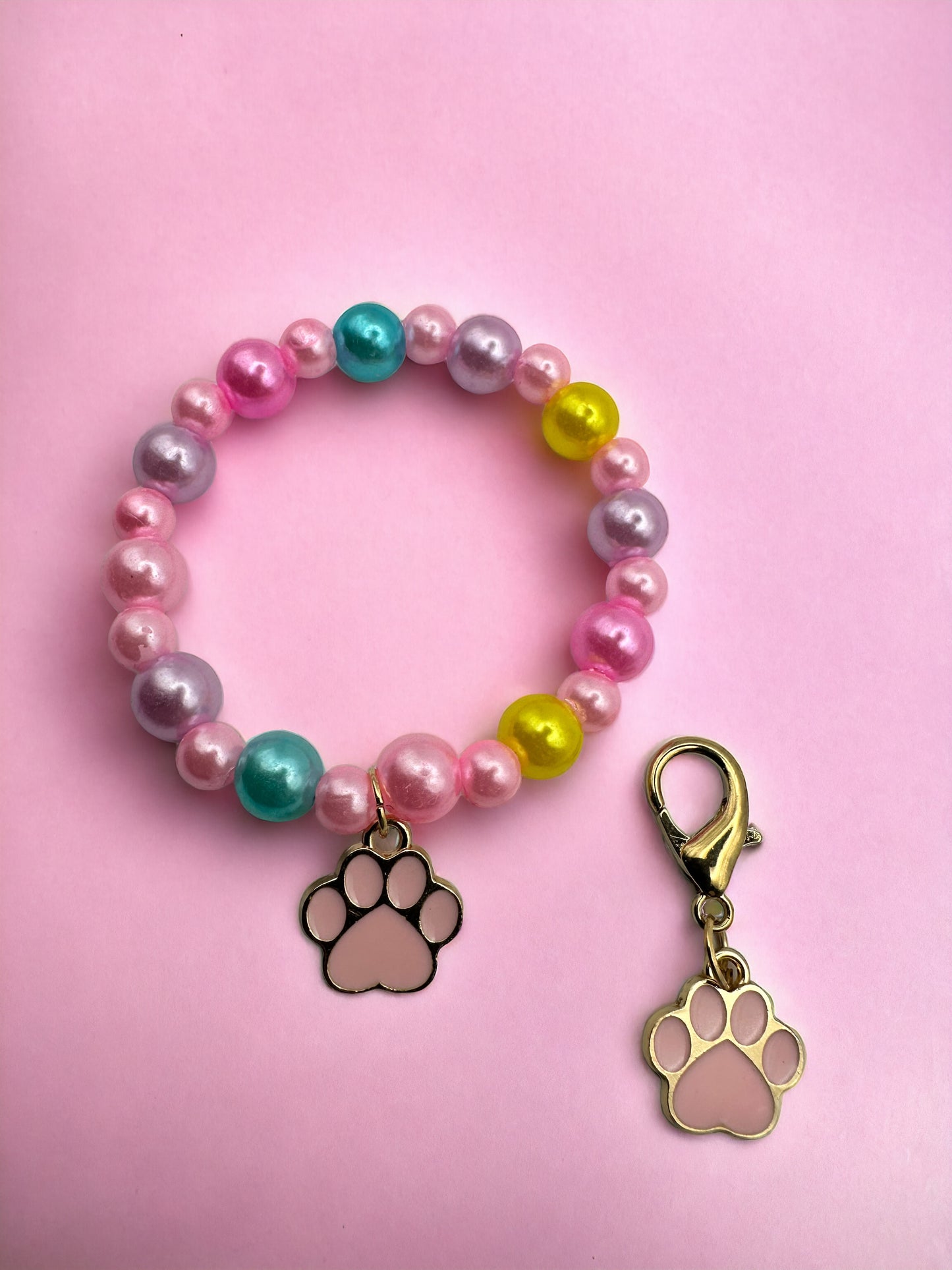 Colorful Golden Pink Paw Kids Bracelet