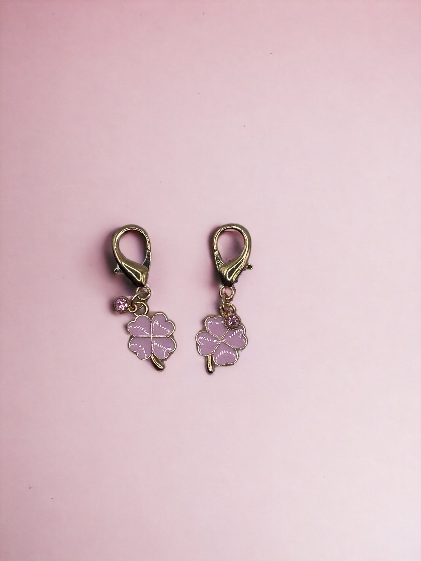 Pink Lucky Four-Leaf Clover with Pink Diamond