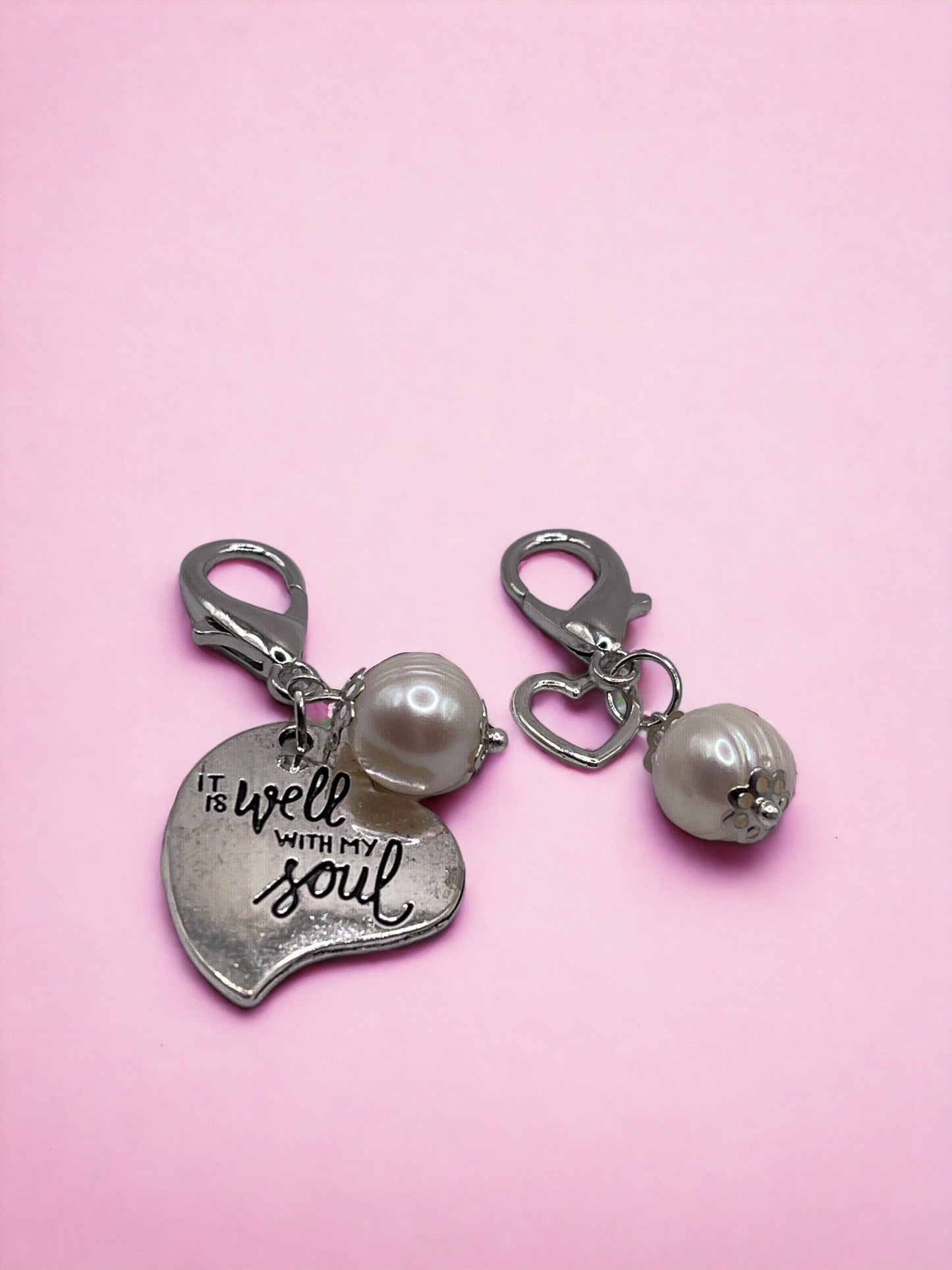 Silver 'It's Well with My Soul' Pendant with Real White Pearl