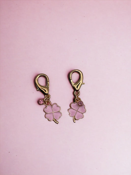 Pink Lucky Four-Leaf Clover with Pink Diamond