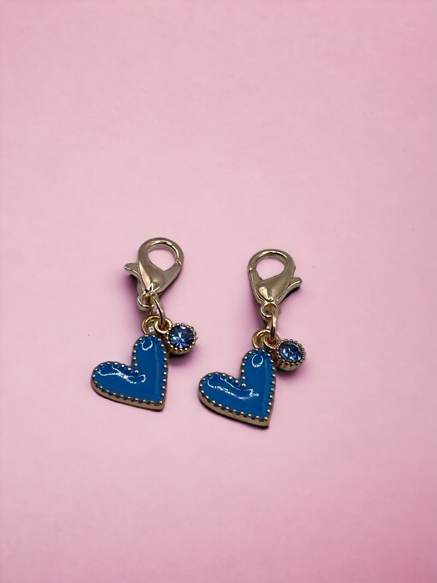 Golden Blue Hearts with Blue Diamond Charm Pendant: