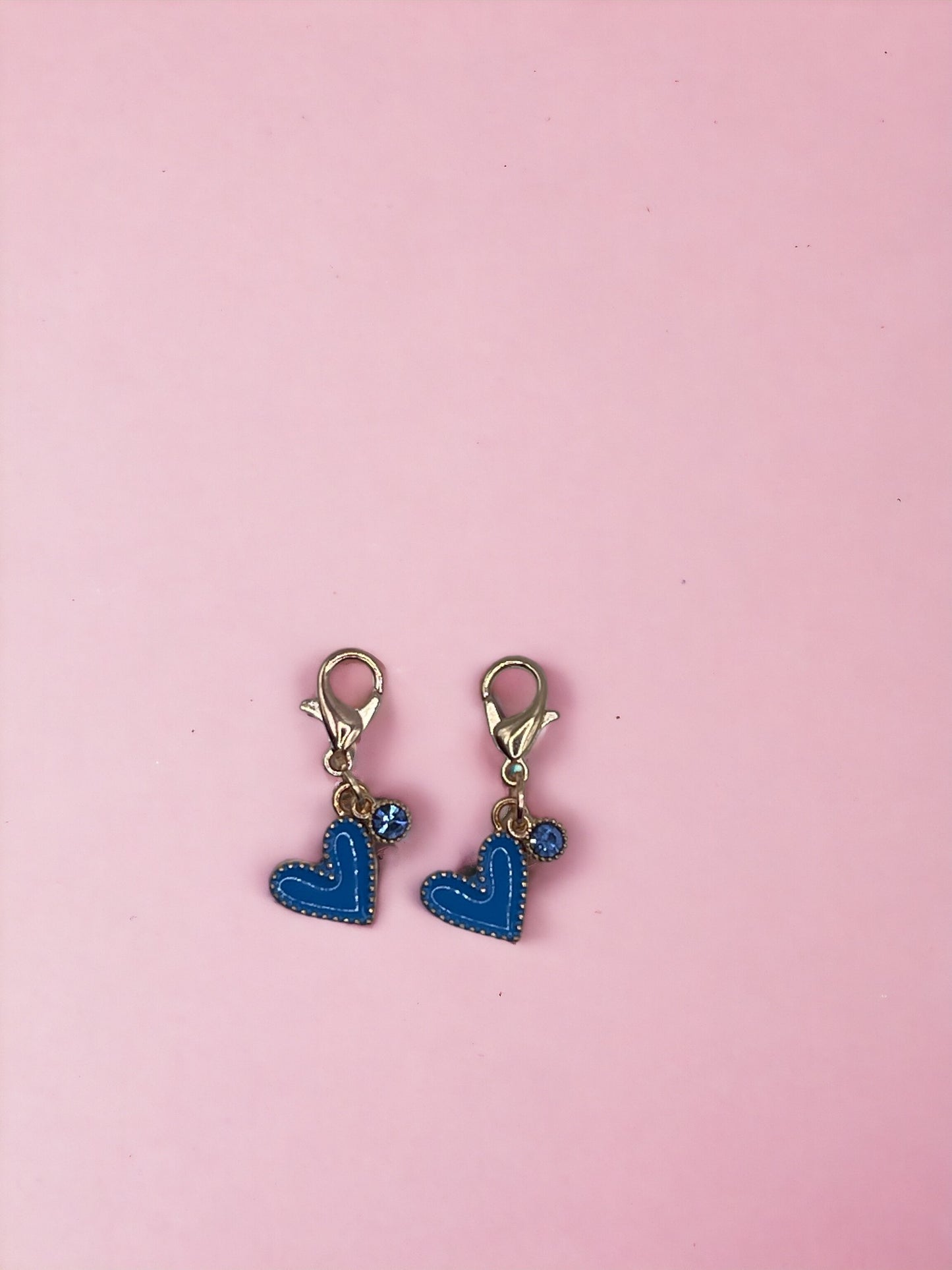 Golden Blue Hearts with Blue Diamond Charm Pendant: